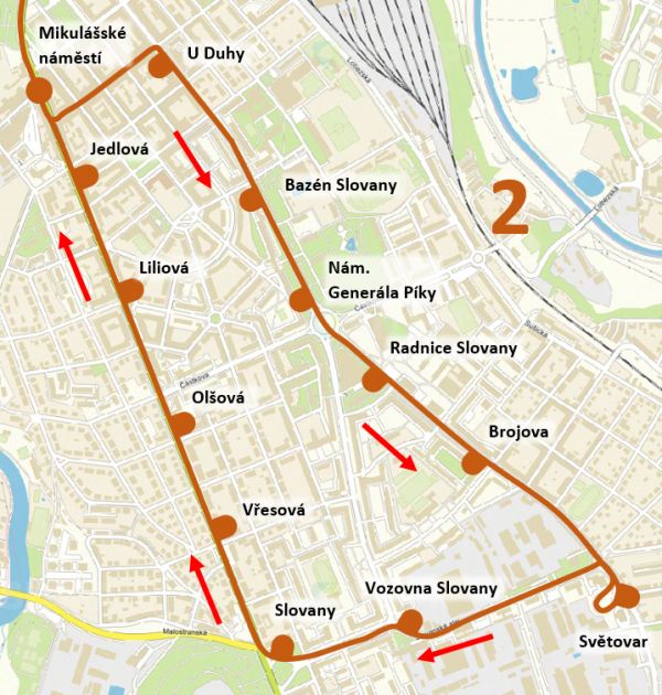 Výluka tramvajové linky č. 2 dne 24. 5. 2025 cca 6:30 – cca 17:30 h.