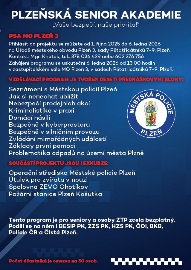 Plzeňská senior akademie znovu otevírá své brány