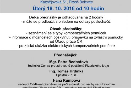 Foto: Městský obvod Plzeň 1 pořádá přednášku pro osoby se zdravotním znevýhodněním