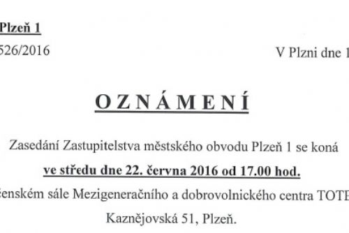 Foto: Zastupitelstvo městského obvodu Plzeň 1 bude zasedat 22. června 2016