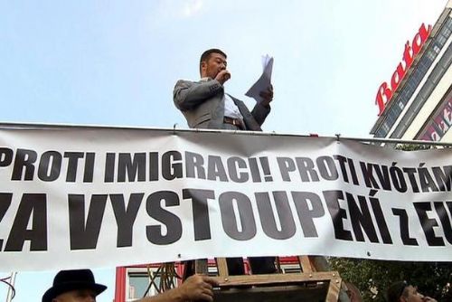Foto: Protest proti imigraci a za vystoupení z EU přilákal stovky lidí