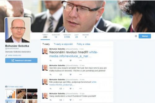 Foto: Sobotkův twitter napadli neonacisté. Důkaz, že svou práci dělám dobře, reagoval premiér