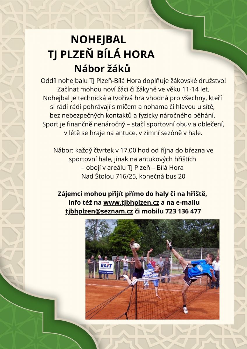 Nohejbal TJ Plzeň Bílá Hora nabírá nové členy