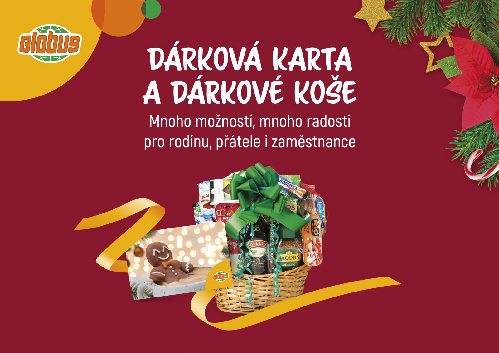 Vánoční dárkové karty a dárkové koše v Globusu Chotíkov