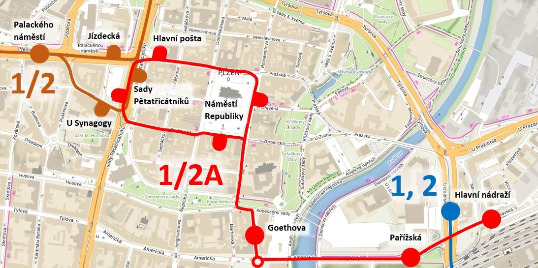 Výluka tramvají v Plzni: autobusy nahradí linky 1 a 2 od 30. června