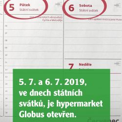 Červencové státní svátky má Globus otevřeno!