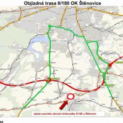 Štěnovický kruhový objezd uzavřen - řidiče čeká objížďka